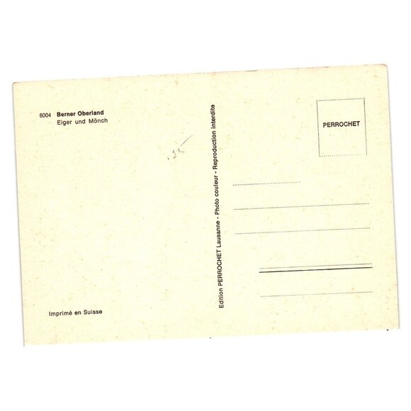 Vintage Swiss Postcard Berner Oberland Eiger Mönch By Perrochet Mountain Snow - Picture 2 of 2